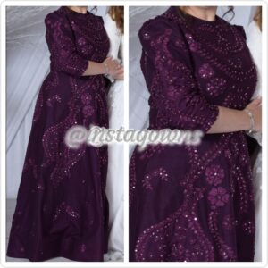 Custom Made Powder by LaPelcha Plum Mother of Bride 3/4 Sleeves Gown for Sale