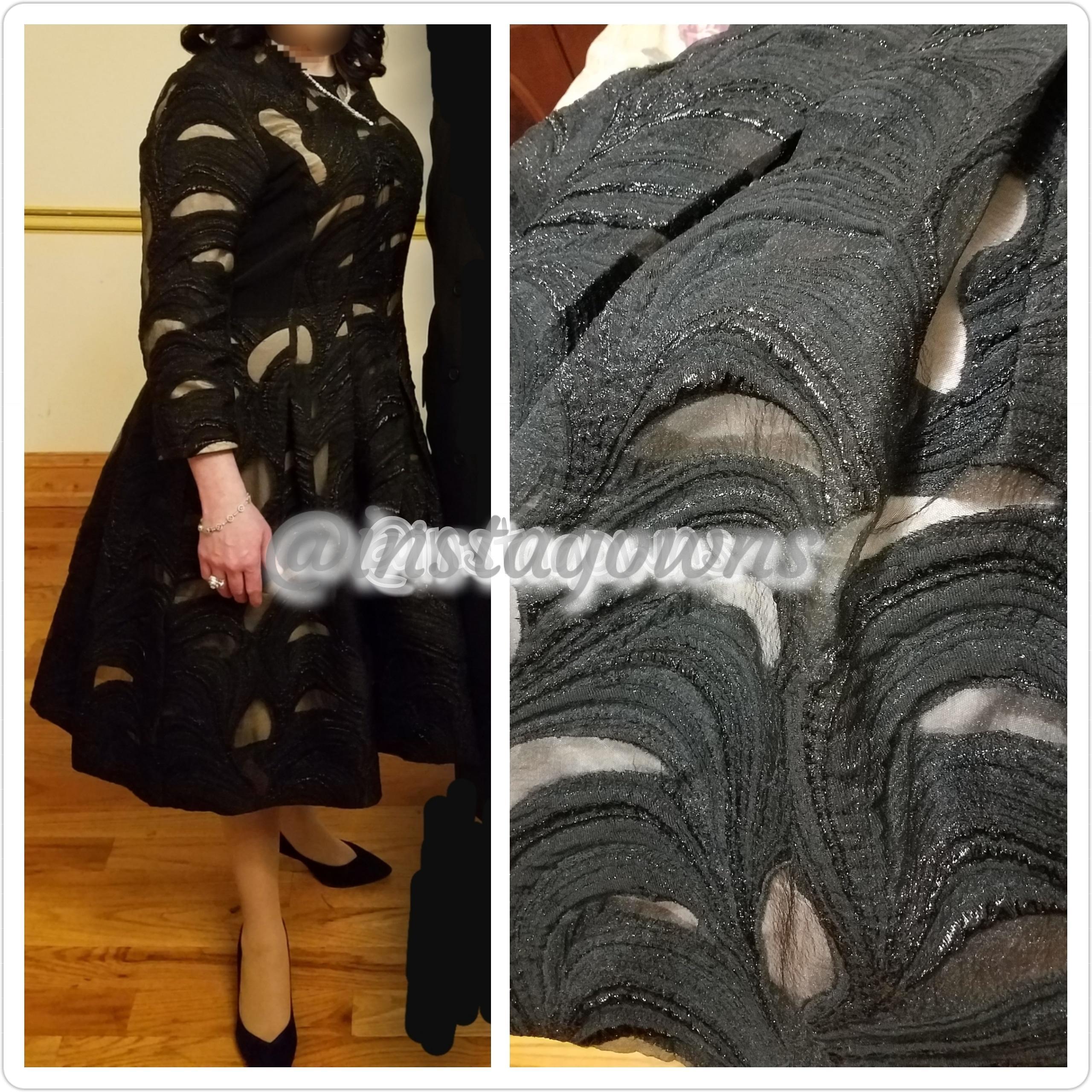 Gorgeous C&M Collection Detailed Black Fabric with Peach Lining Dress for Sale