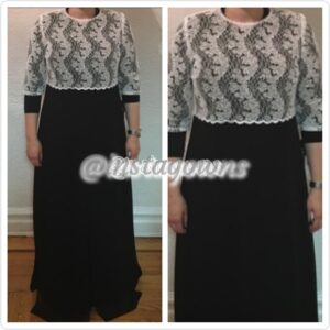 Beautiful Slenderizing Black & White Maternity Gown for Sale