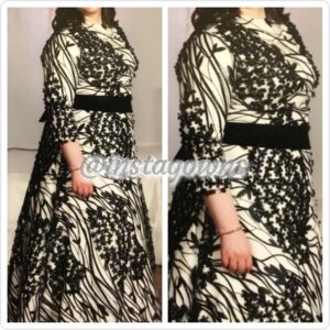Exquisite Floral Black & White Organza with Gown for Rent or Sale