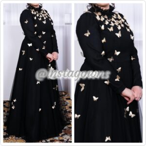 Magnificent Custom made Black & Gold Butterfly Gown for Rent
