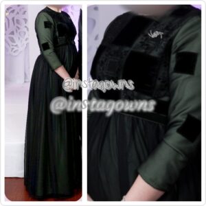 Beautiful Custom Green & Black Maternity Gown for Sale