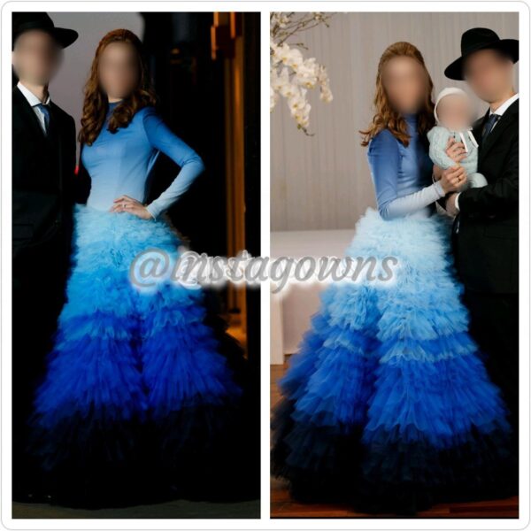 Oscar de la Renta Style Multi Blues Gown for Sale