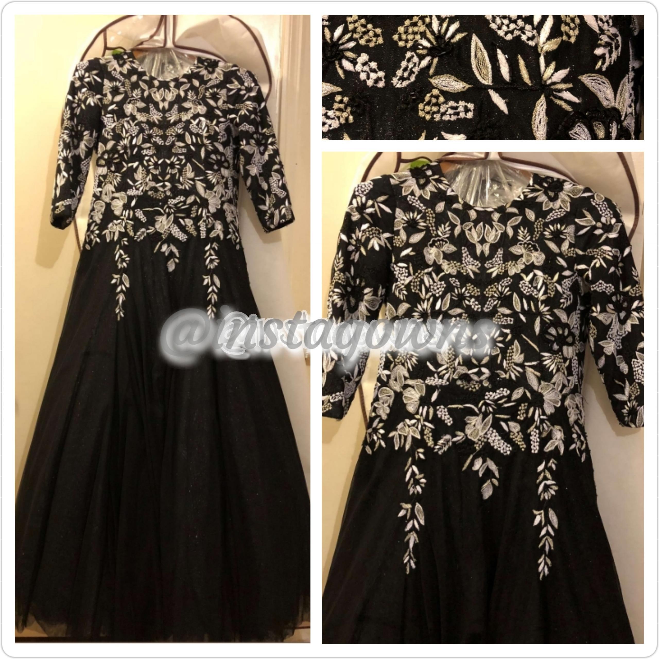 Miri's Stunning Black & White Tulle with Embroidered Design Mother of the Groom/Bride Gown for Sale