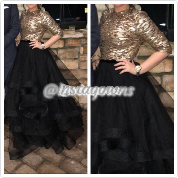 Stunning Exquisite Black & Gold Gown for Sale