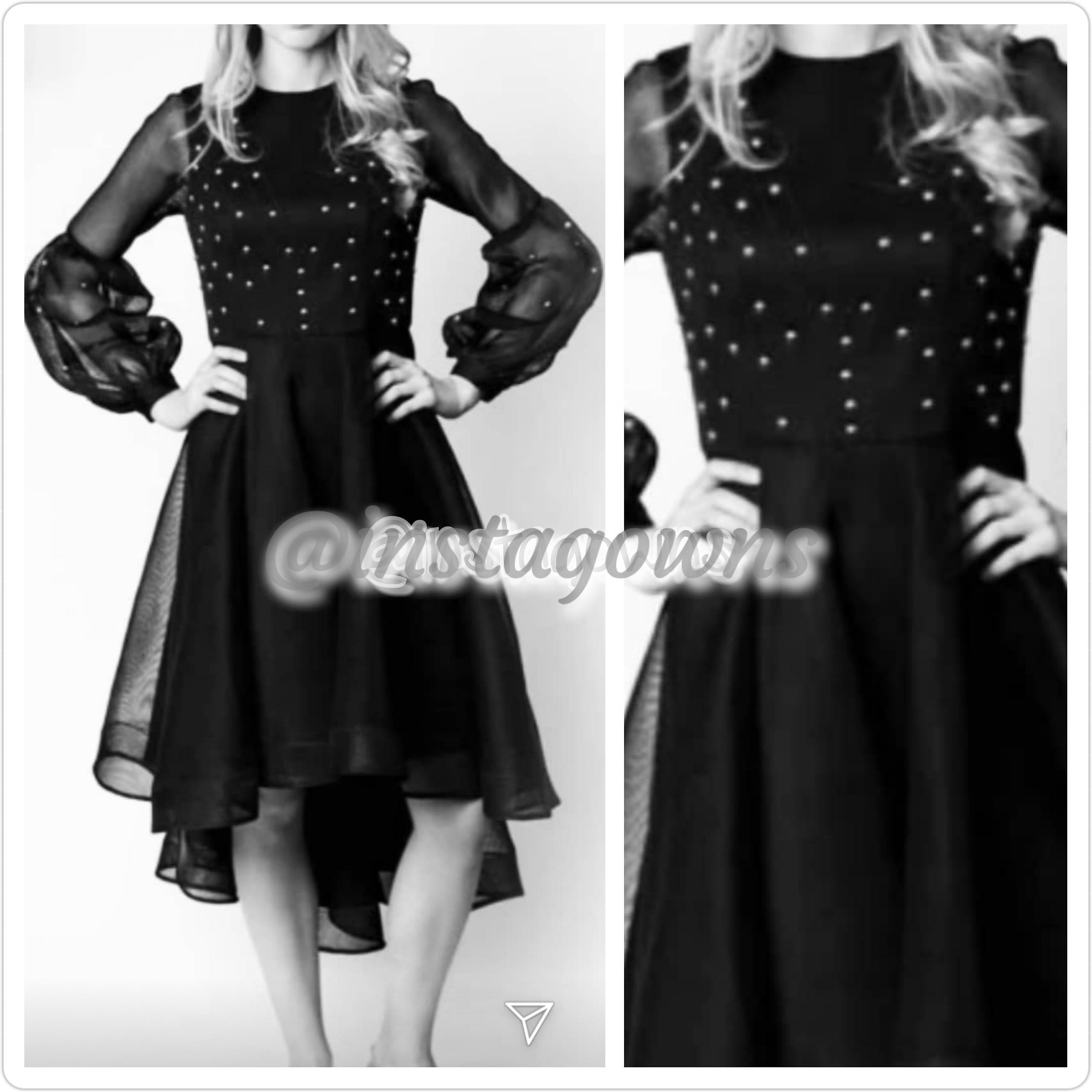Stunning Nova Black with Pearls High Low Wedding Dress for Sale