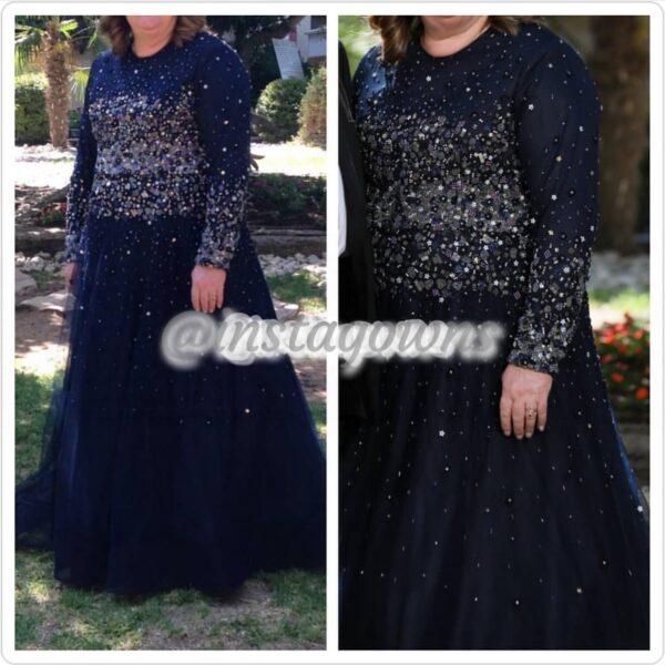 Miri Couture Custom made Stunning Navy Beaded Mother/Sister of the Bride Gown for Sale