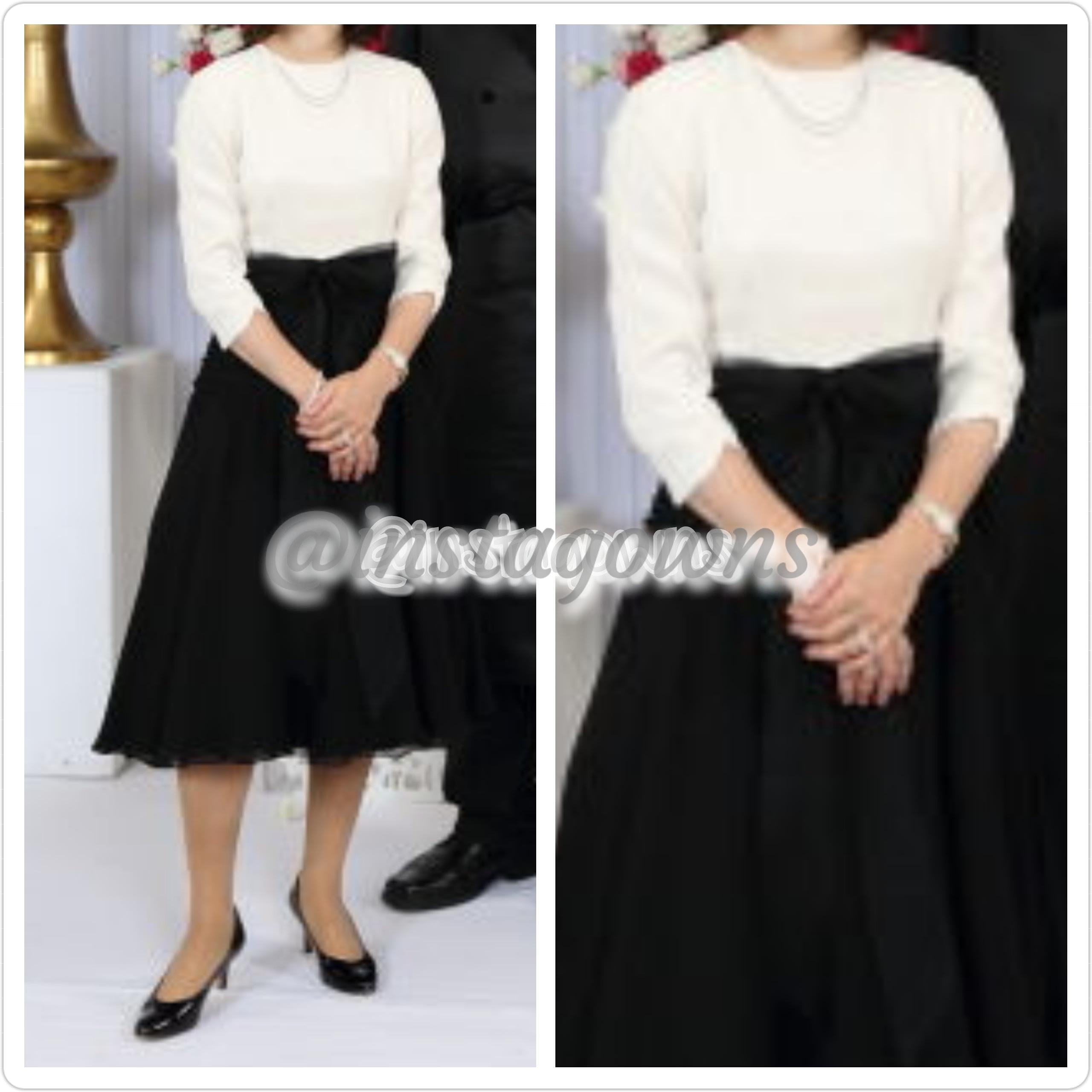Lynda's Boutique Elegant Black & White Chiffon Flare Dress for Sale