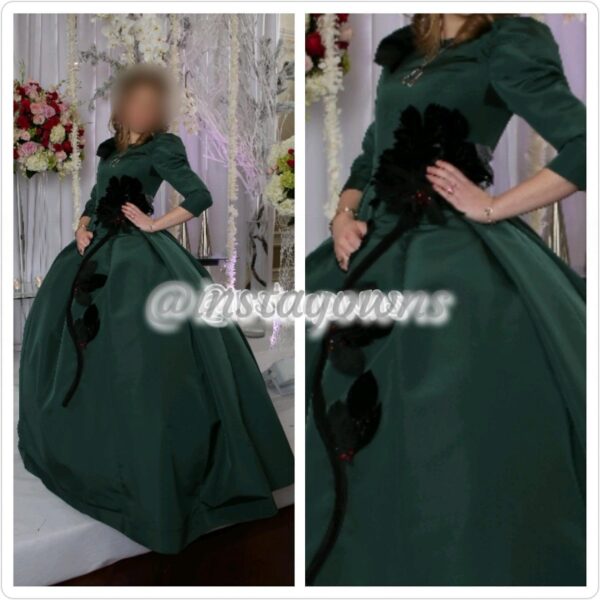 Unique Custom made Green Gown for Rent