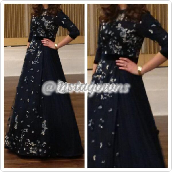 Exquisite Stunning Navy with Gold & Silver Gown for Sale