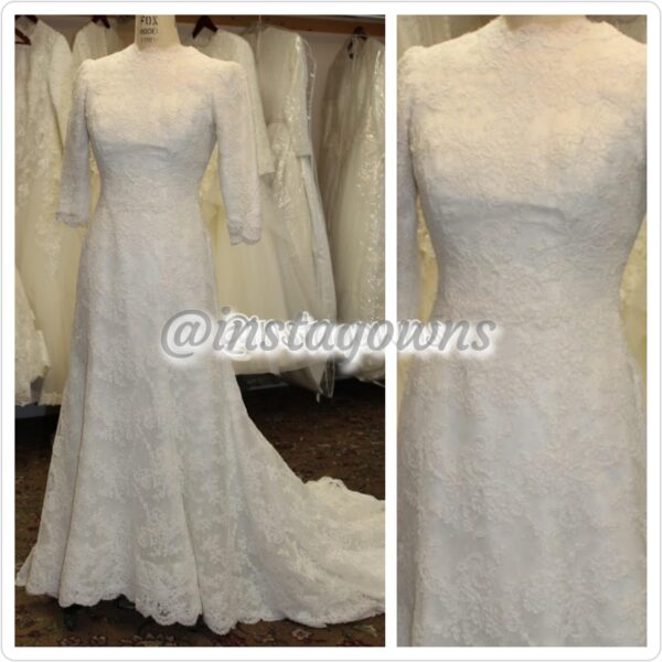 Pessy Blum Bridals Alencon Lace with Train Gown for Sale