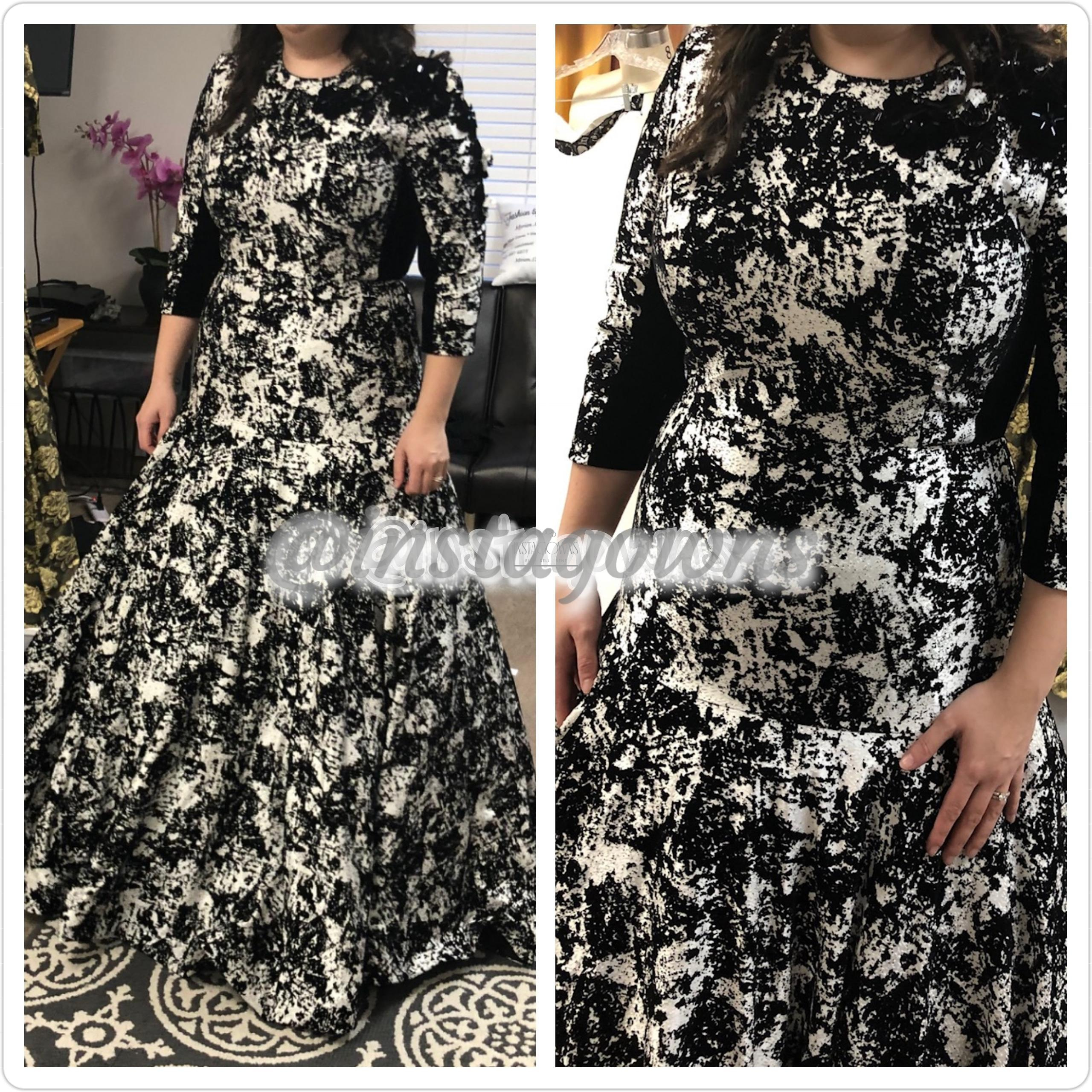 Beautiful Very Slenderizing Black & Winter White Gown for Sale