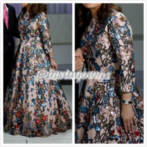 Colorful Embroidery & Sequins with Pink Base Gown for Sale