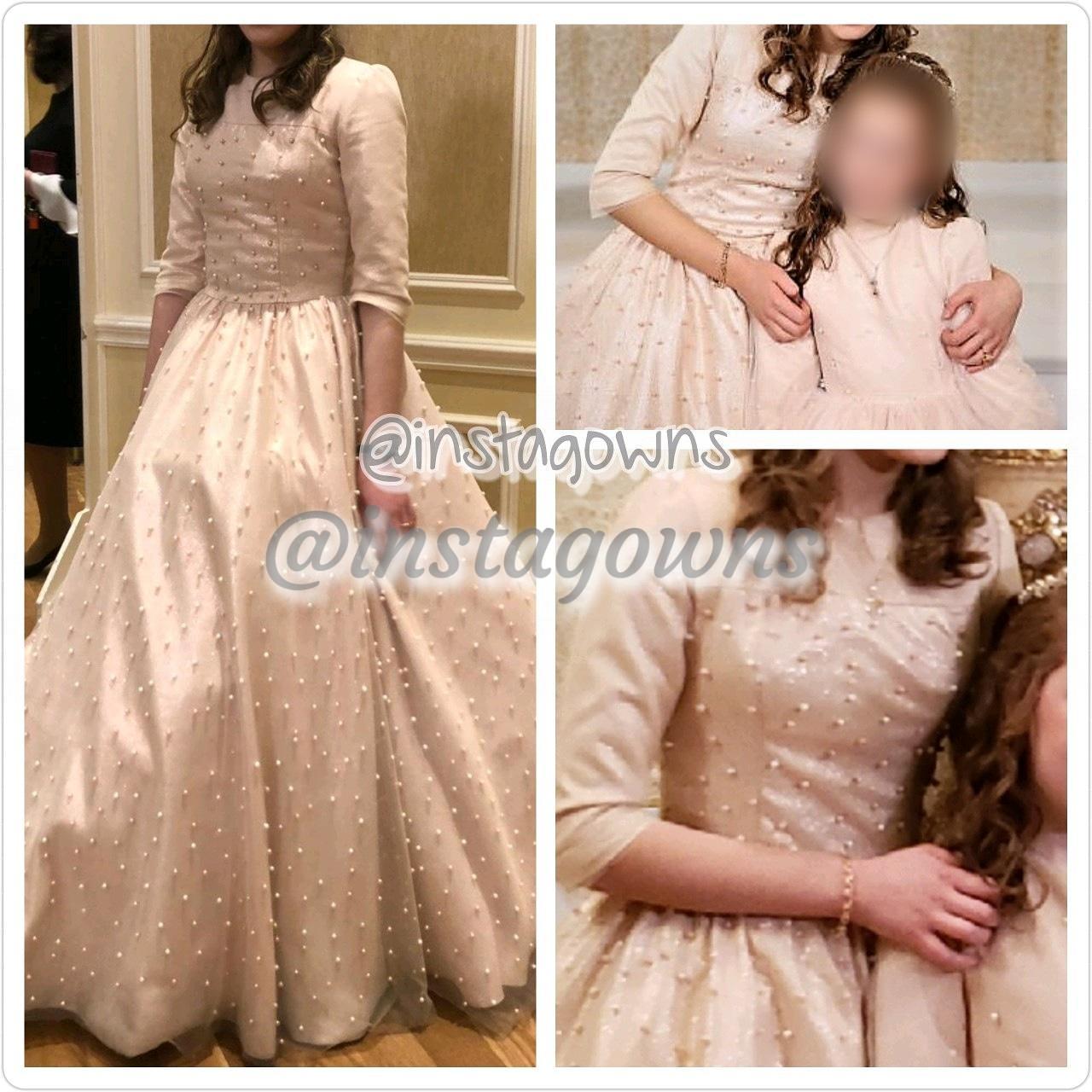 Beautiful Classy Custom made Full Pink with Pinkish Pearls Teen Gown for Sale