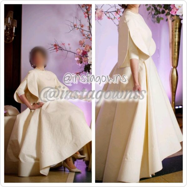 Custom made Cream Simple & Elegant with Sleeve Detail Gown for Sale