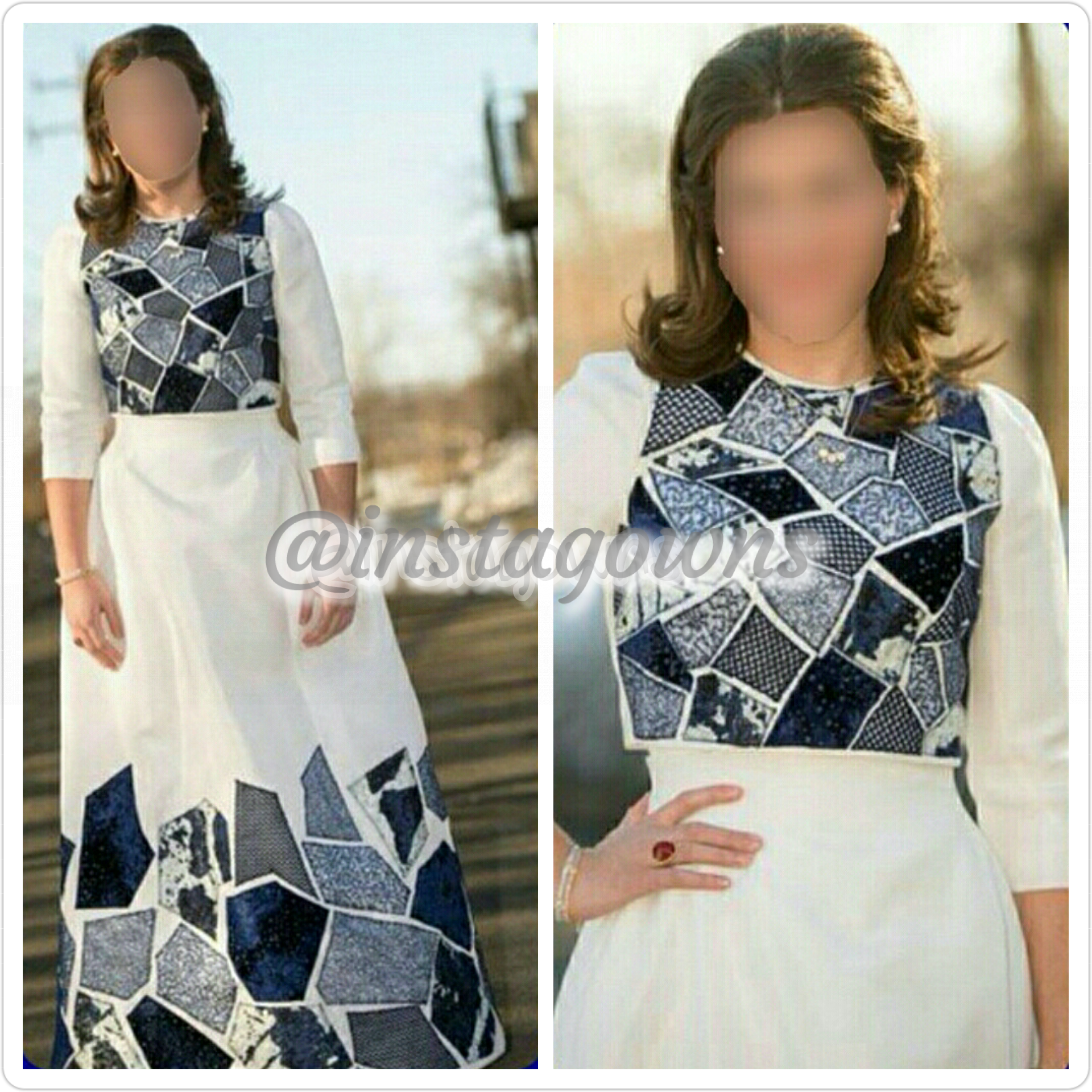 Custom White & Blue Sister of the Bride Gown for Rent or Sale