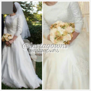 Gorgeous Bridal Gown with Lace Top and Tulle with Lace appliqué skirt for Sale