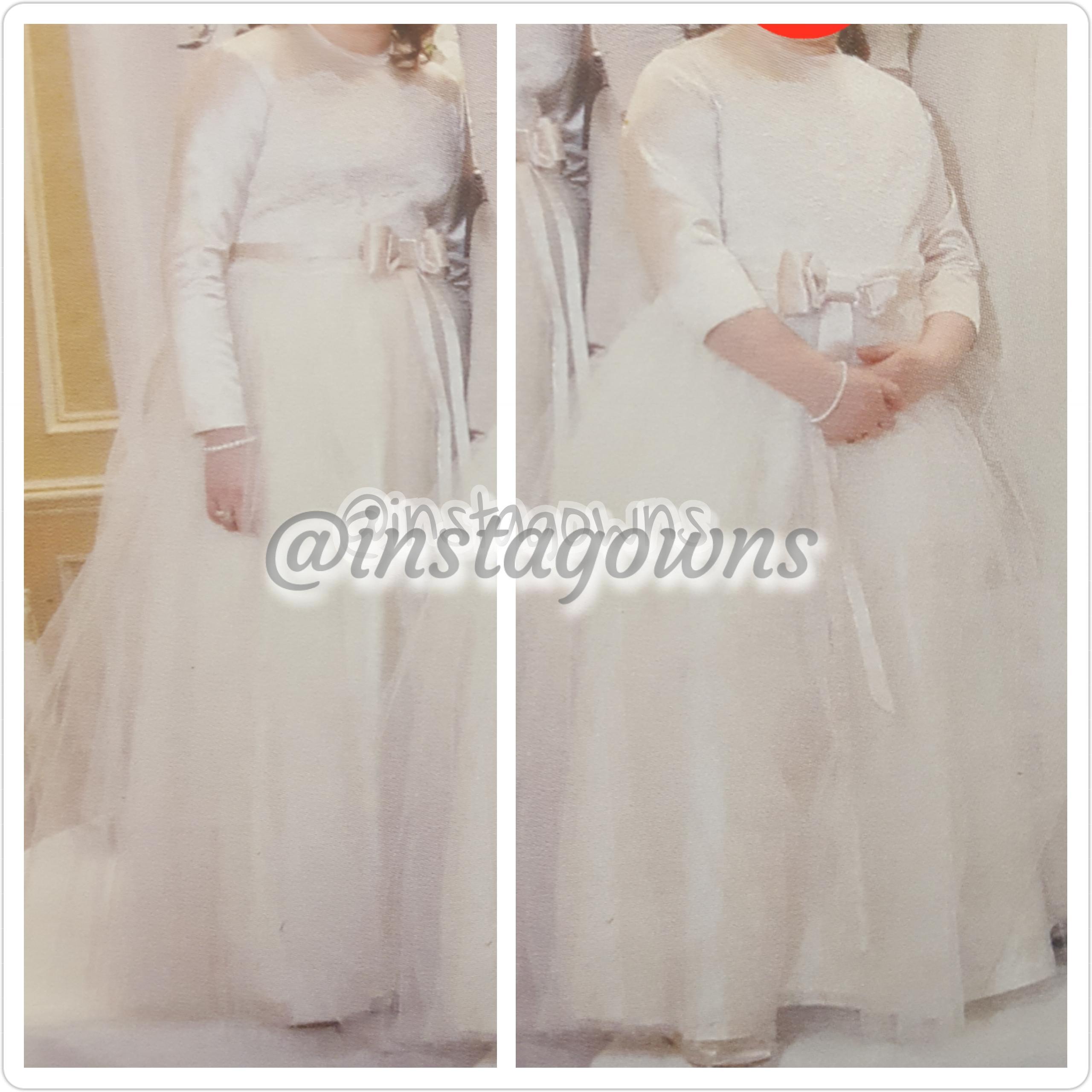 Custom made Lace Top & Tulle Bottom Champagne/Cream Simple & Elegant Gowns for Sale