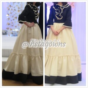 Beautiful Custom Vintage Black & White Silk Faille Gown for Rent or Sale