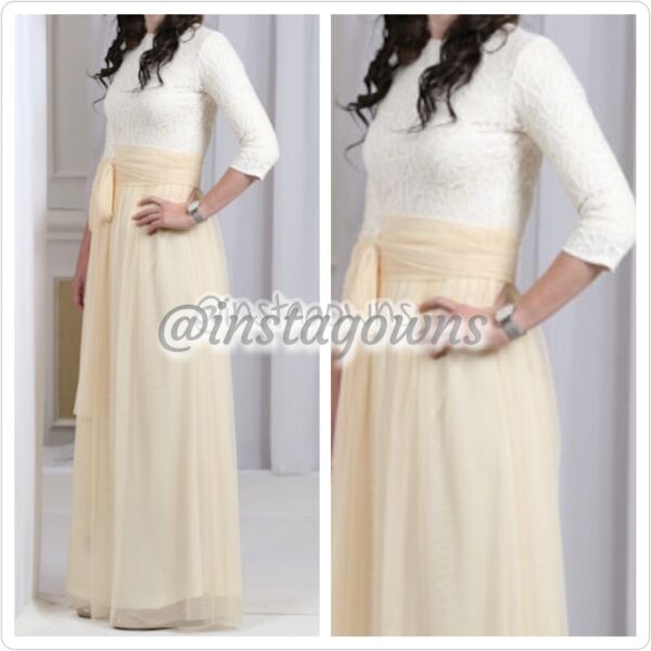 Beautiful Cream Bigoschi Sequin Top with Tulle Bottom Gown for Sale