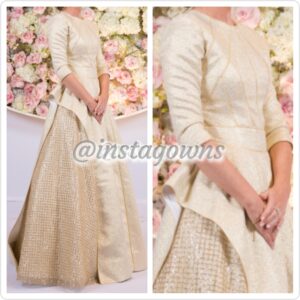 One of a Kind Stunning Gold Shimmer Zoe Gown for Sale