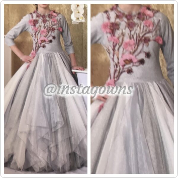 Beautiful Light Grey & Pink Teenager Gown for Sale