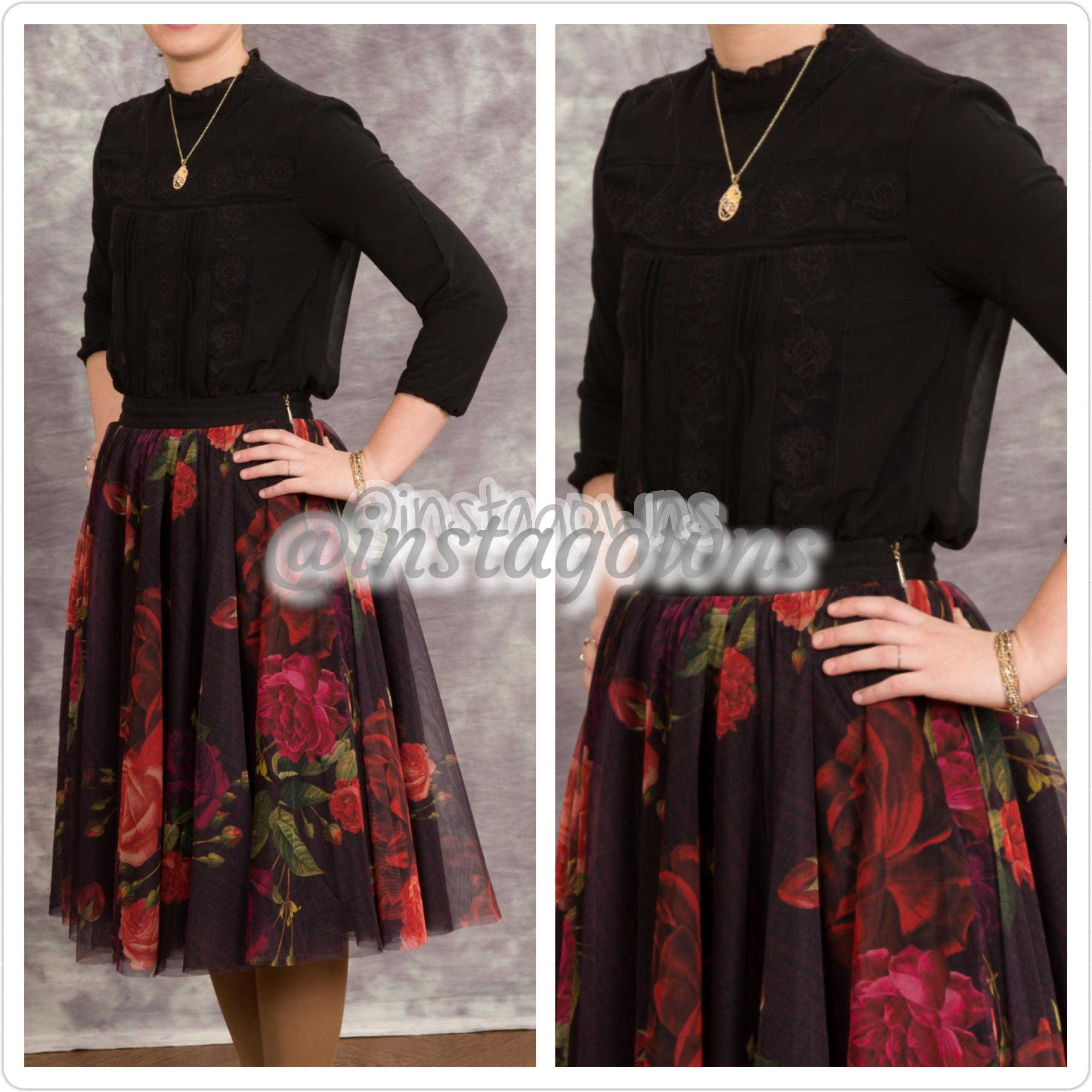 Ted Baker Elegant Blouse & Printed Tulle Skirt Gown for Sale