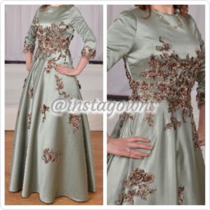Beautiful Custom made Sage Green Gown for Rent or Sale