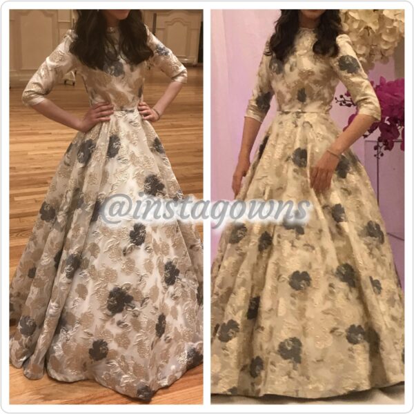 Exquisite Stunning Ivory/Gold/Pewter Organza Flowers BallGown for Sale