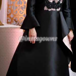Gorgeous Black & Pink with 3D Flowers Carmen Marc Valvo Mother of Bride Gown for Sale