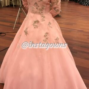 Magnificent & Detailed Fabric Designer Young Sister of the Bride Pink Gown for Sale