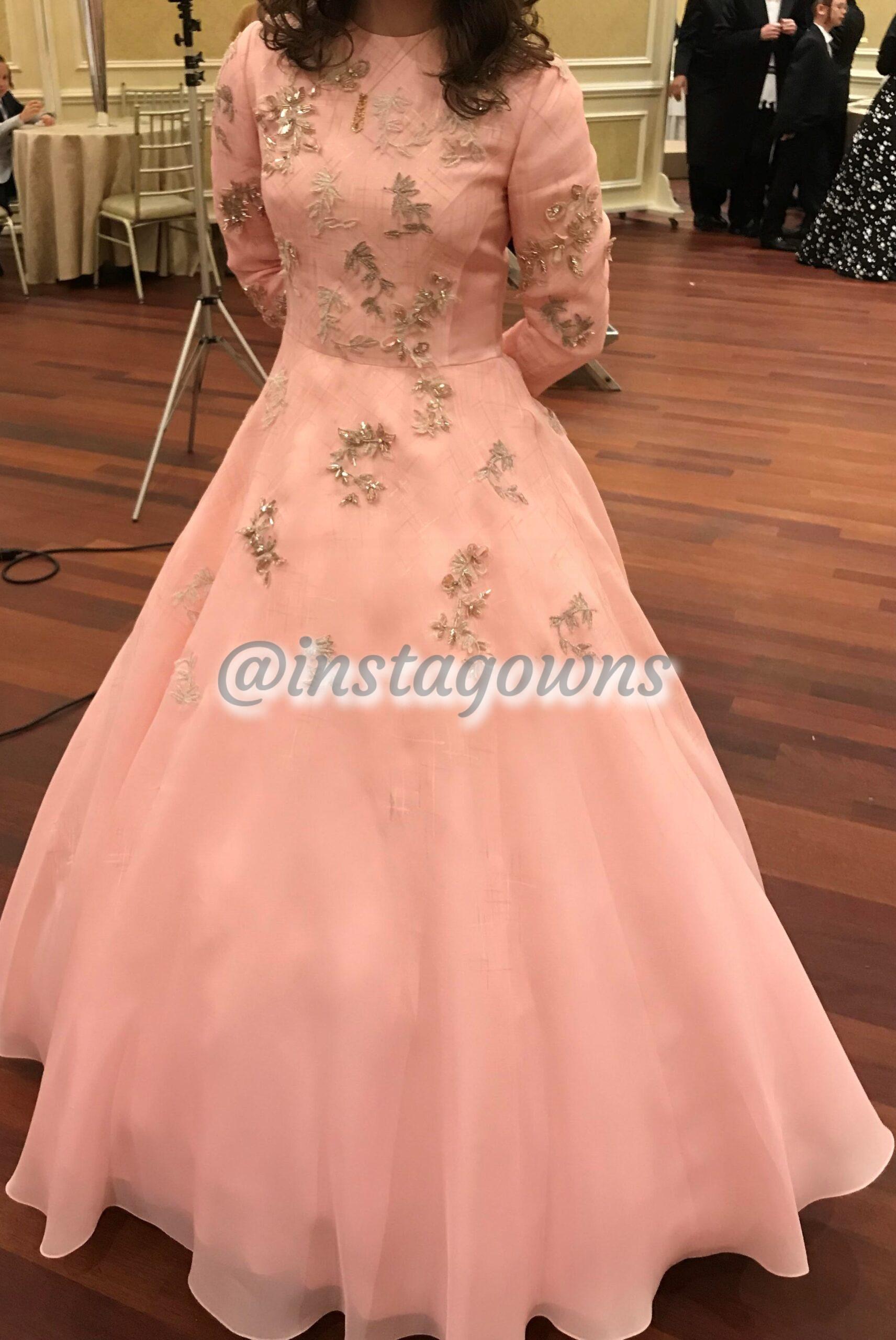 Magnificent & Detailed Fabric Designer Young Sister of the Bride Pink Gown for Sale