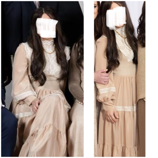 Custom designed cashmere and silk gown for sale