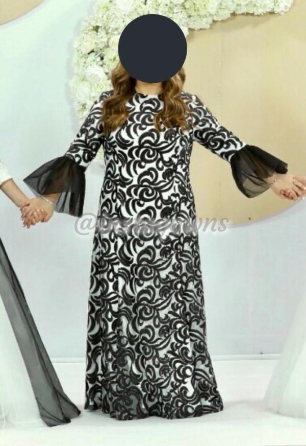 Beautiful exquisite black and white lace and sequence Gown for sale