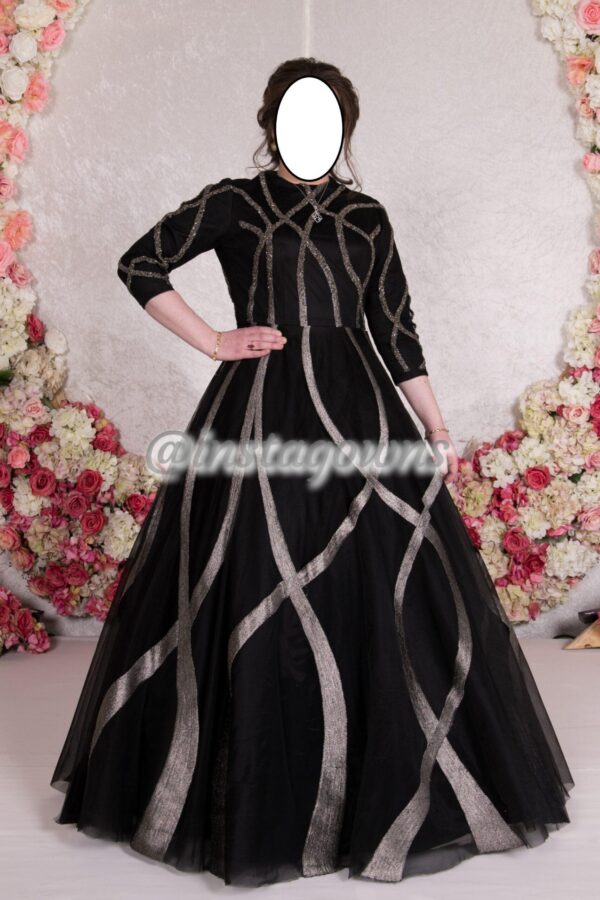 Beautiful Black and Silver Gown for Sale