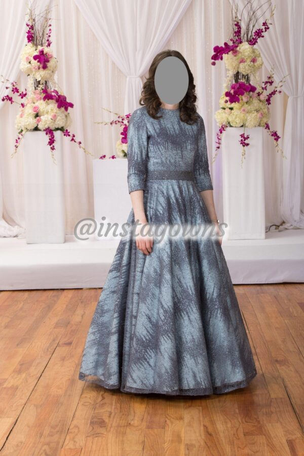 Blue/grey beaded Gown for Sale