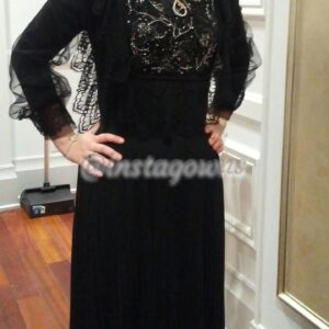 Beautiful Designer Black Gown with Beadings and Lace Detail For Sale or Rent