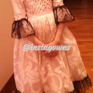 Gorgeous Pink/Off-White with Black Trimmings Gown for Sale