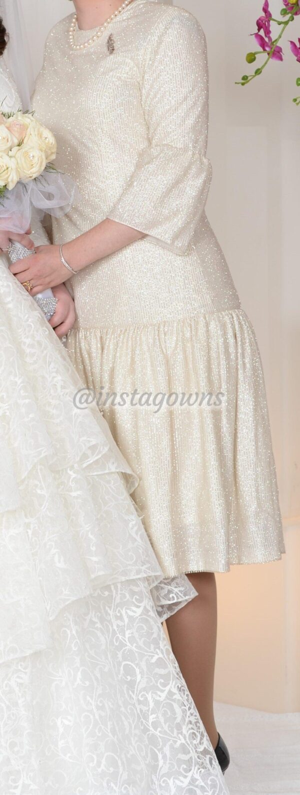 Beautiful off White Gold shimmery Dress for sale