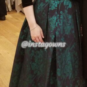 Beautiful Thiea Black Velvet and Green Gown for Sale