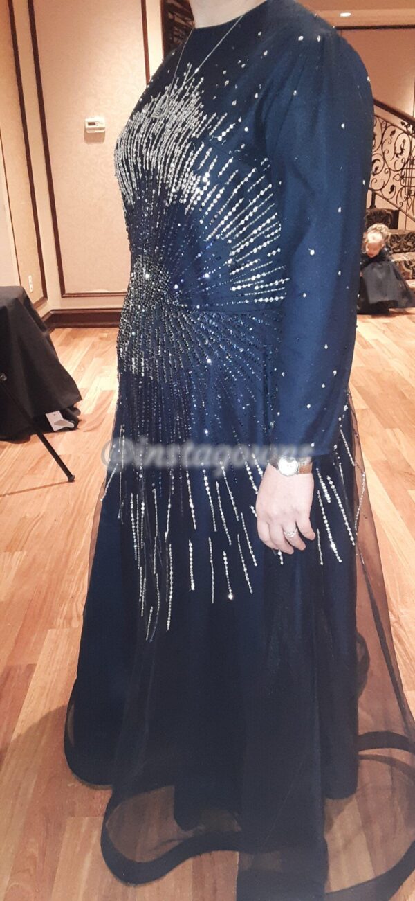 Navy and silver Gown for sale