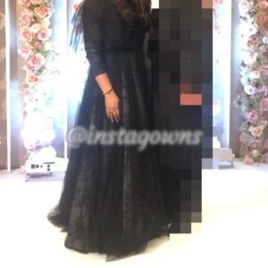 Beautiful Miris Black and white Tulle with floral underlayer Gown for Sale