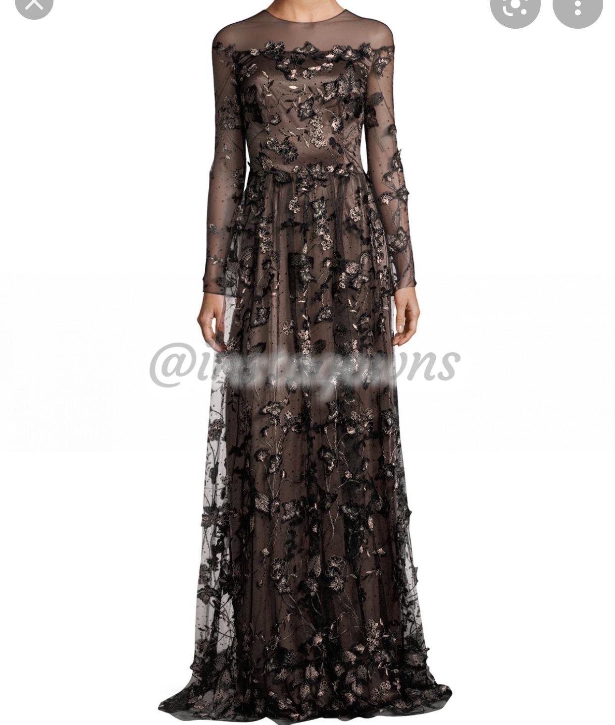 David Meister Long Sleeve Floral Gown for sale