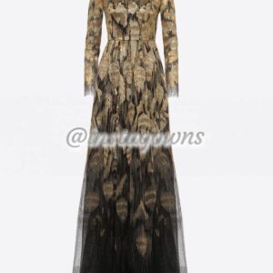 Valentino Runway Embroidered Gold and Black Gown for Sale