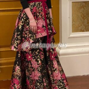 Gorgeous custom black gold and magenta Gown for sale
