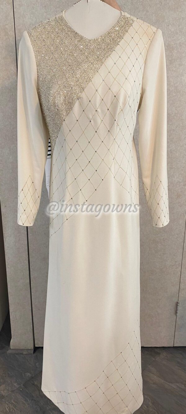 Beautiful classy off white sequins/ beading Gown for sale