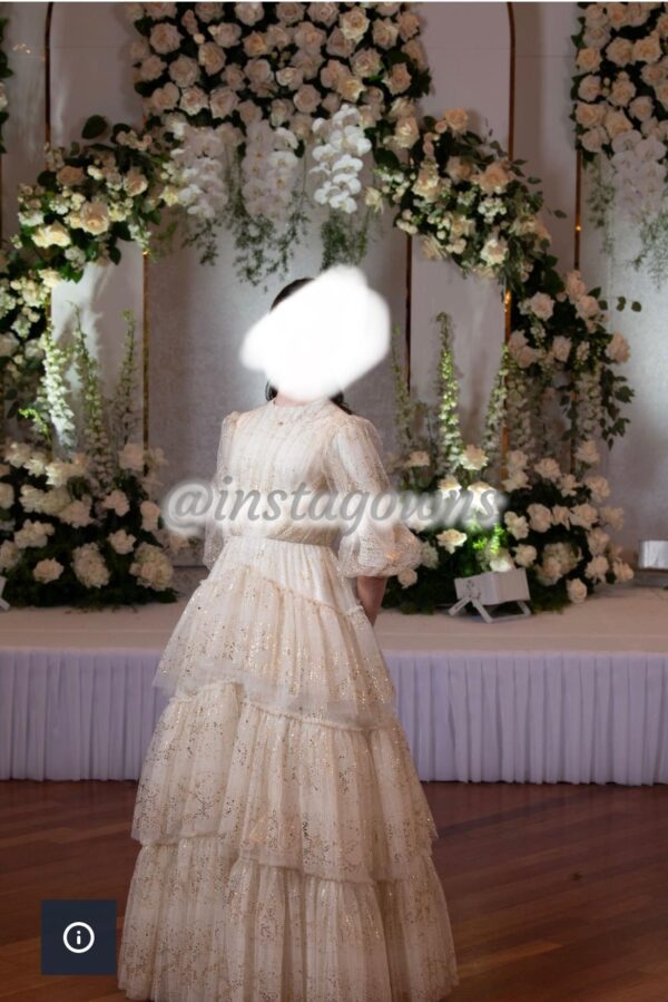 Custom made Ivory tulle with gold speckle Gown for sale