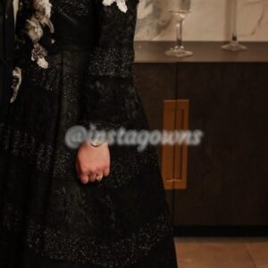 Exquisite black and white applique gown for Sale