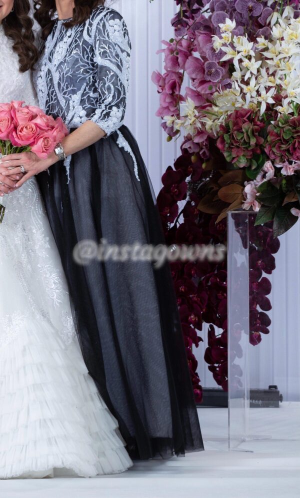 Beautiful black and white tulle with magnificent beading Gown for sale