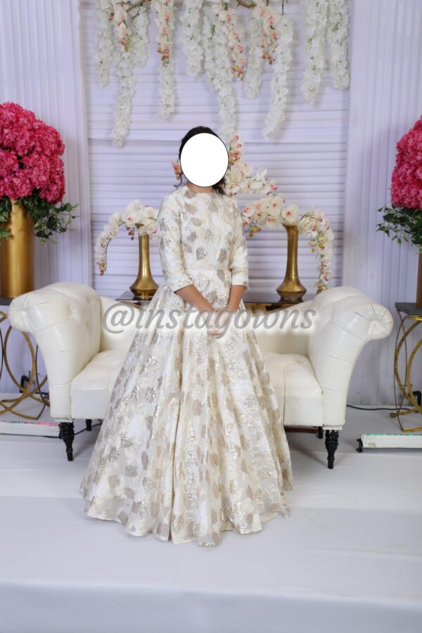 Beautiful Exquisite Ivory and Gold Gown for Sale